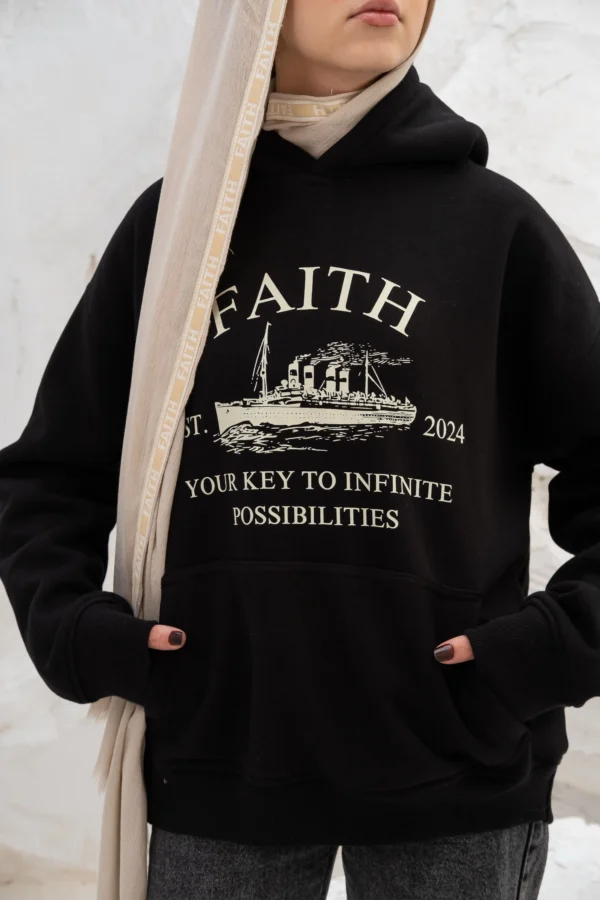 Faith Black Hoodie Print - Image 2