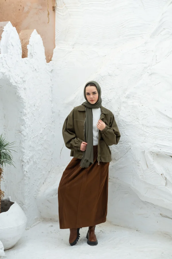 Trendy Velvet Brown Skirt - Image 5
