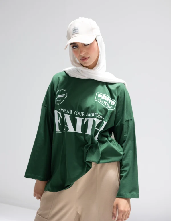 Faith baseball Green T-Shirt - Image 2