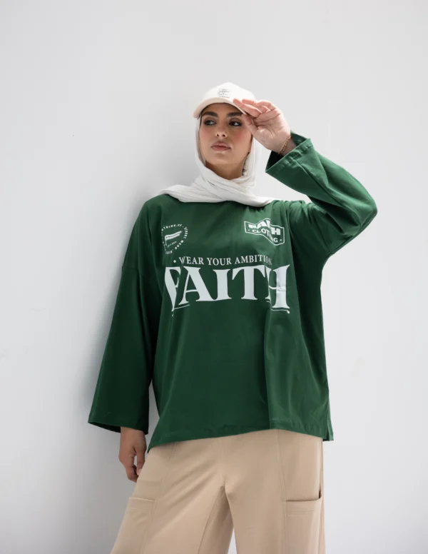 Faith baseball Green T-Shirt - Image 3